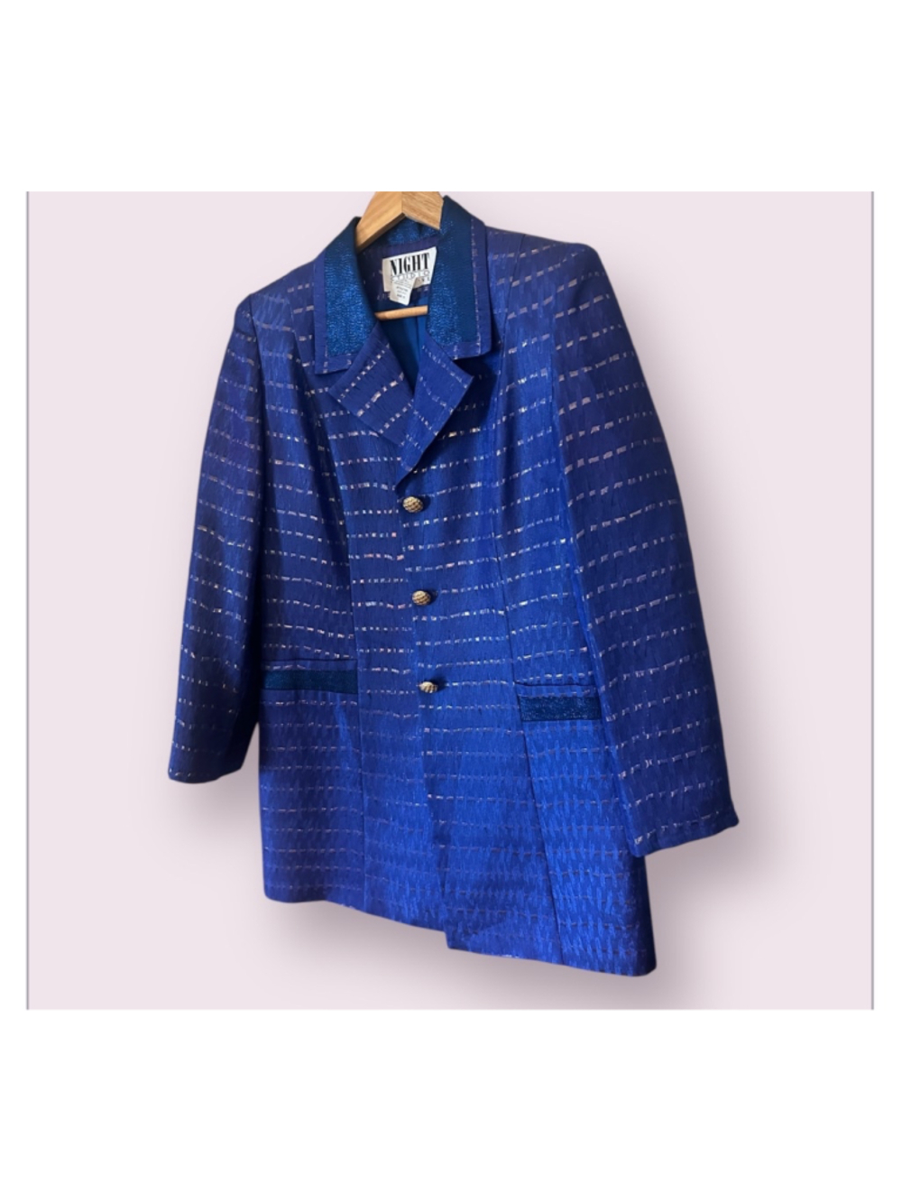Women's Night Editions Vintage Blazer Jacket Blue Gold Size 10